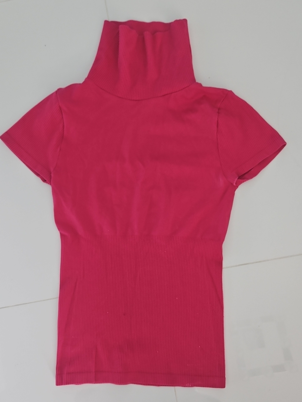 Women’s Short Sleeve Turtleneck Top - Hot Pink